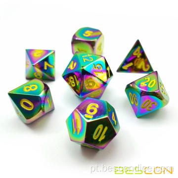 Bescon Fantasia Rainbow Solid Metal 7pcs Conjunto de dados